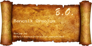 Bencsik Orsolya névjegykártya